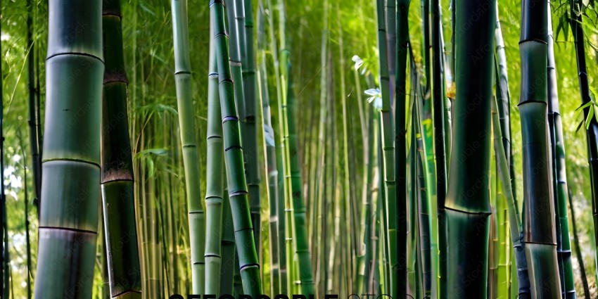 Bamboo Forest with Green Leaves