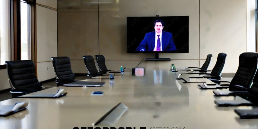 A man in a suit on a television screen