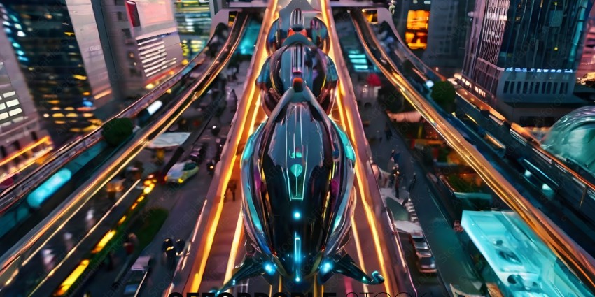 A futuristic vehicle with a blue glow