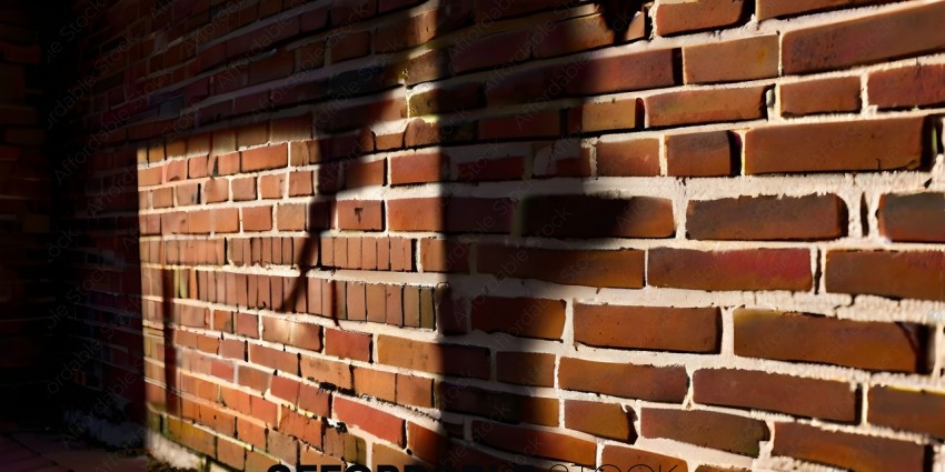 A shadow of a person on a brick wall