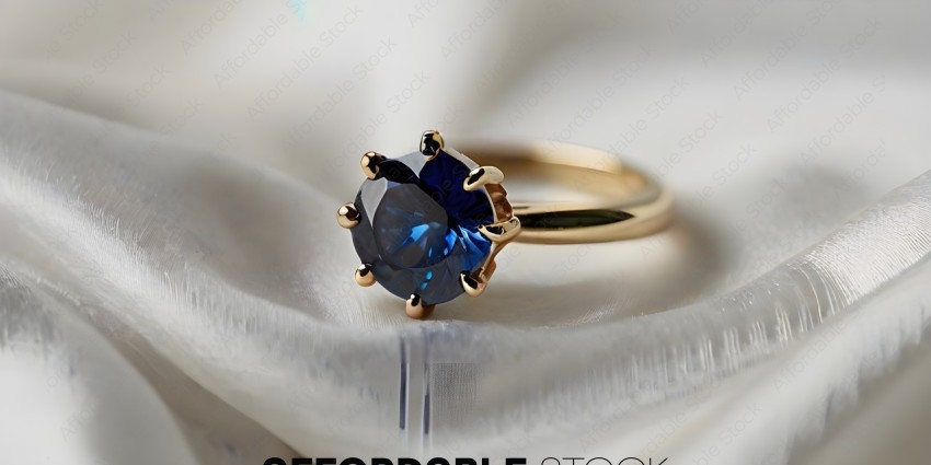A ring with a blue stone and gold setting