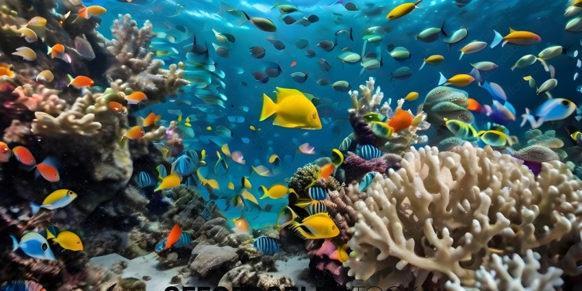 Colorful Fish and Coral in the Ocean