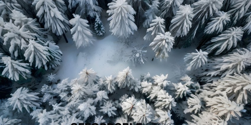 Snowy Trees in a Forest