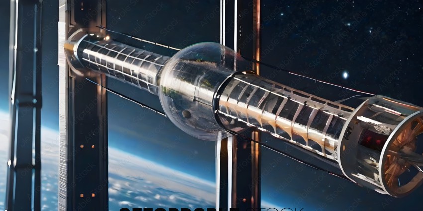 A Space Station with a Large Glass Dome