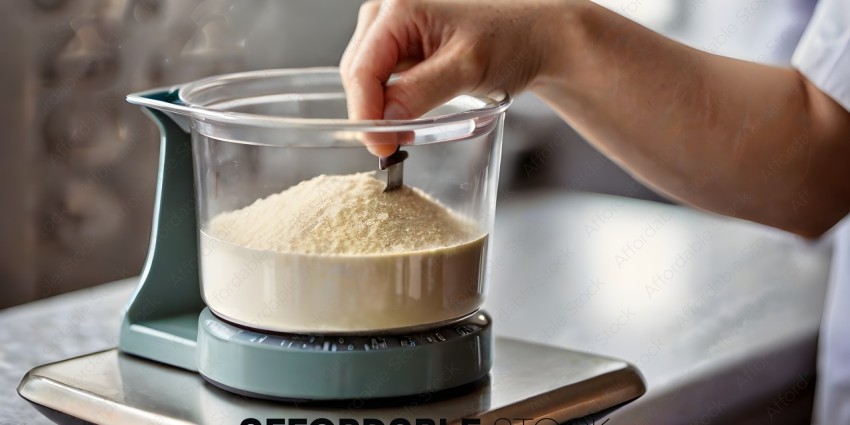 A person is using a food processor to make something