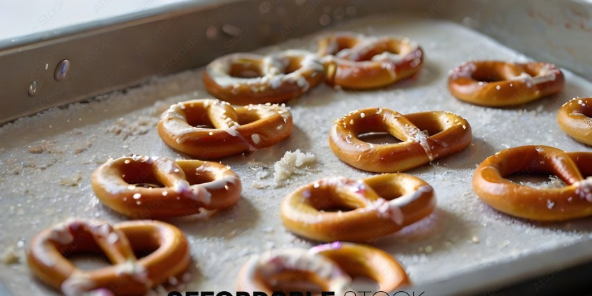 Donuts with sugar and salt on a baking sheet