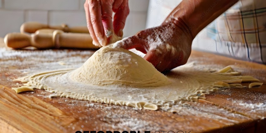 A person is making a dough ball