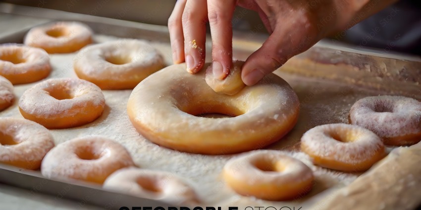 A person is making donuts