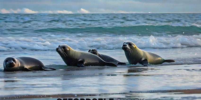 Three seals on the beach