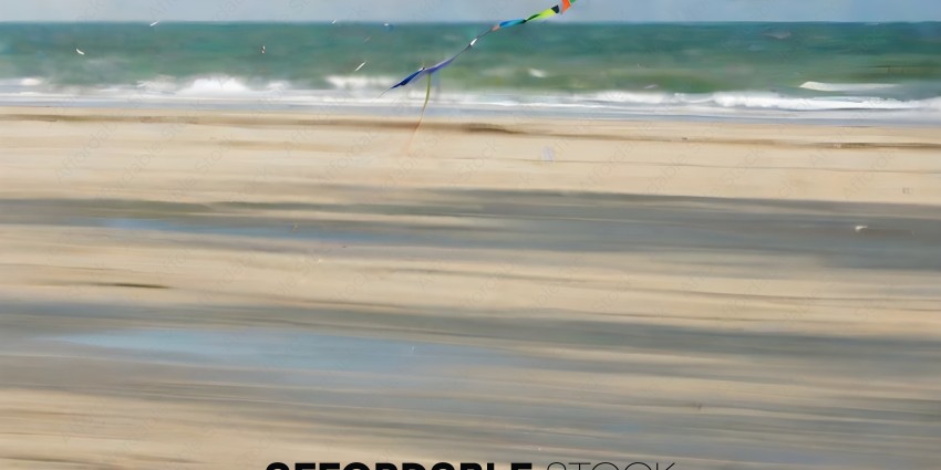 A kite is flying over a beach