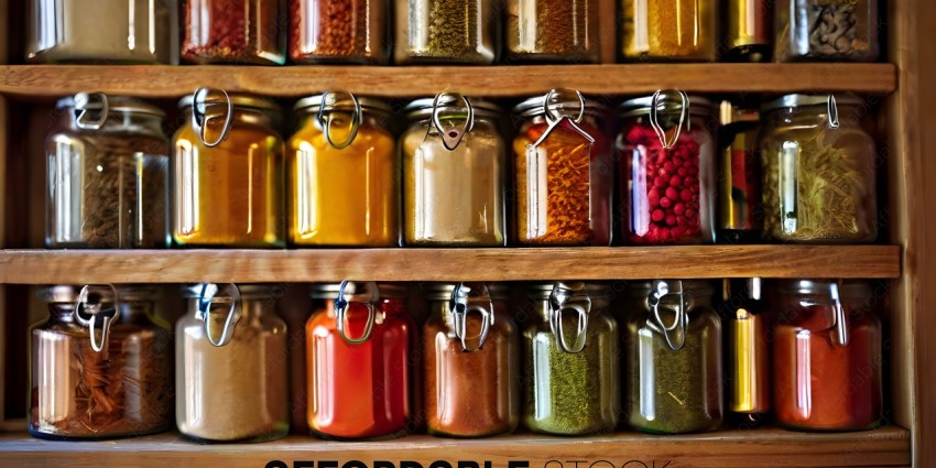 A variety of spices in jars