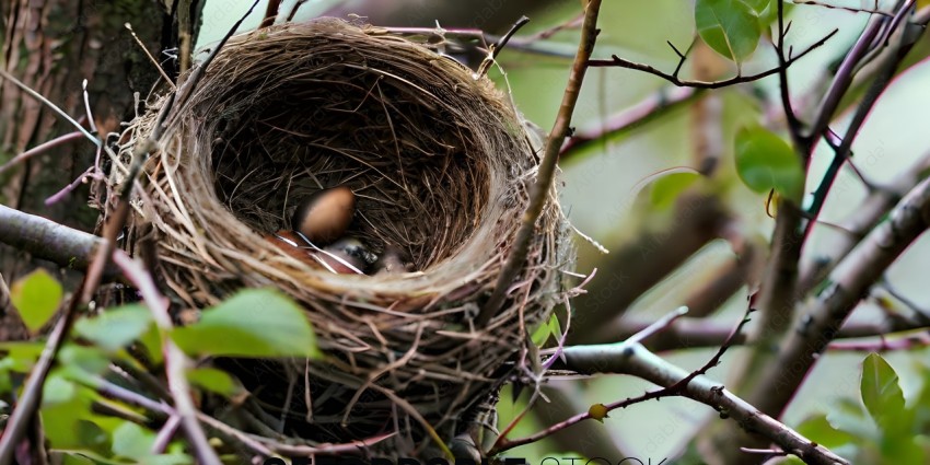 A nest with a bird inside