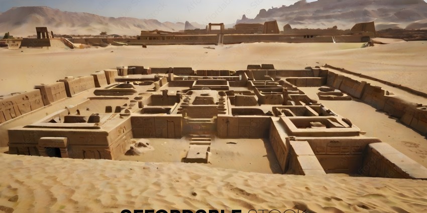 Ancient Egyptian ruins in the desert