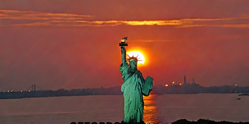 Statue of Liberty at Sunset