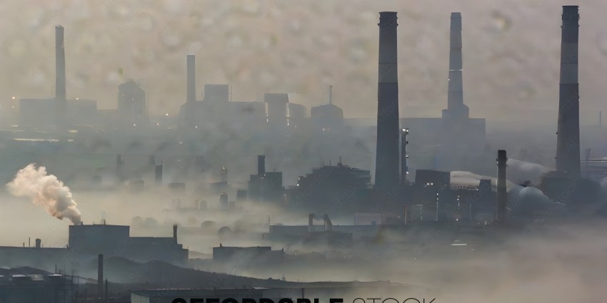 A hazy cityscape with a smoggy skyline