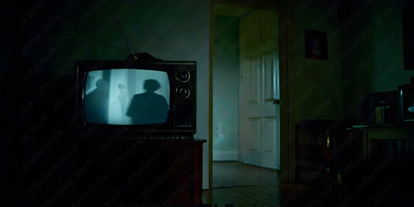 A person is standing in front of a television