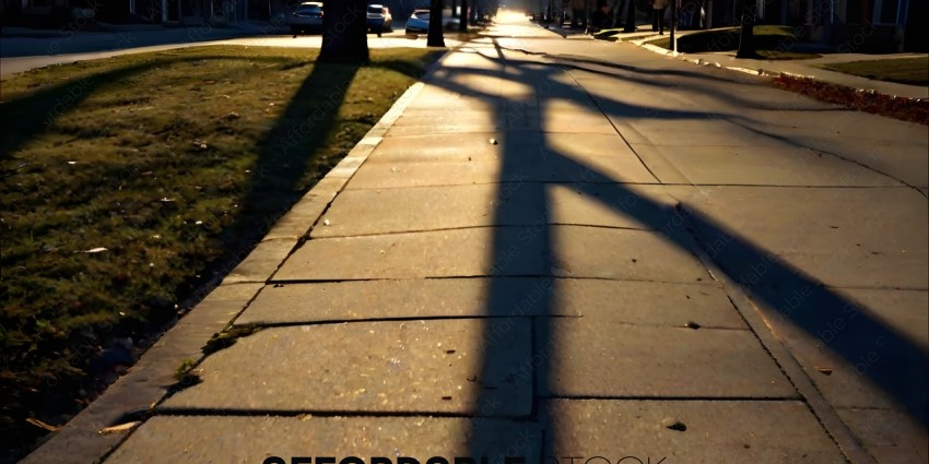 Shadow of a tree on a sidewalk