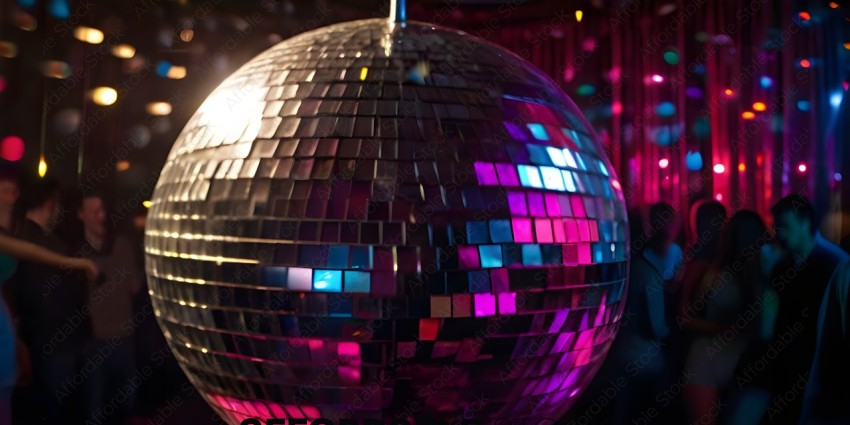 A disco ball with a rainbow of colors