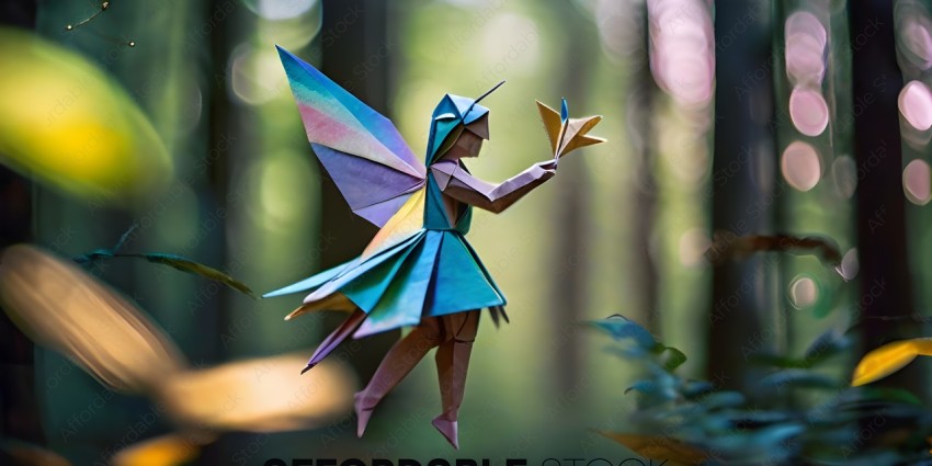 A paper cutout of a fairy holding a butterfly