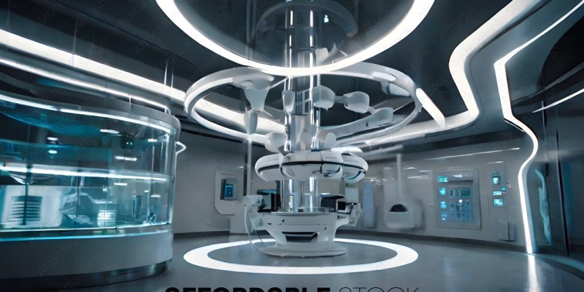 A futuristic medical machine with a circular design