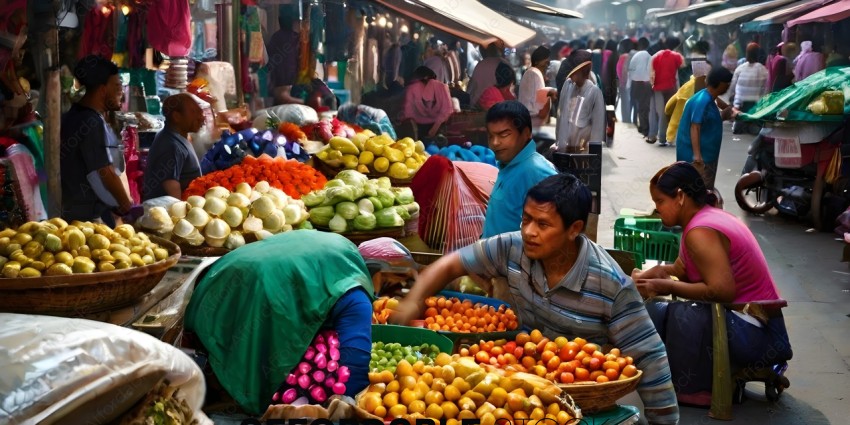 Man in Striped Shirt Selling Fruit