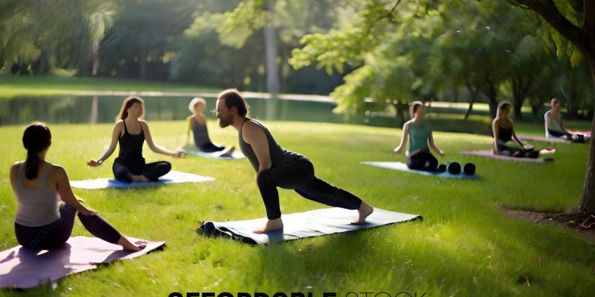 Yoga practitioners in a park