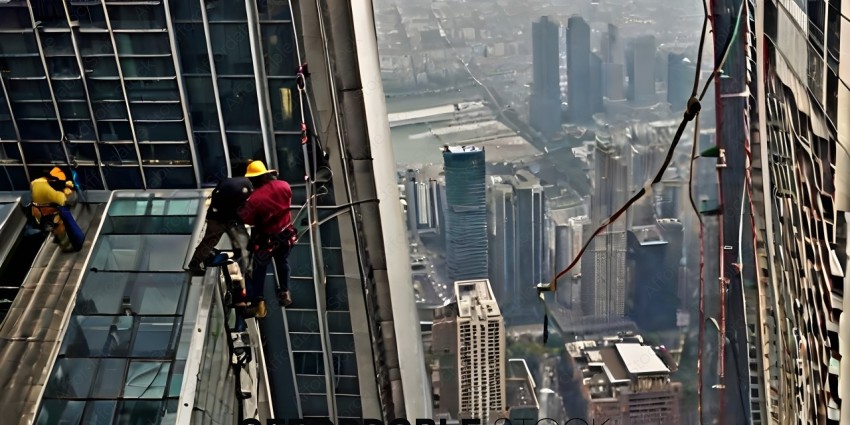 Two men working on a skyscraper