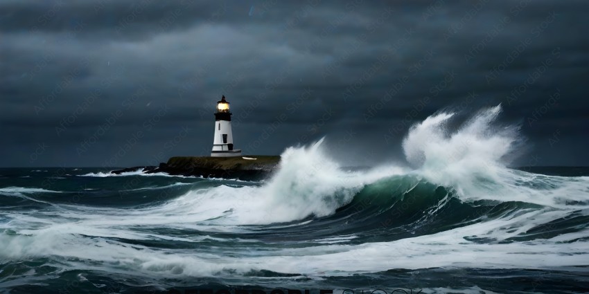 A lighthouse in the middle of a storm