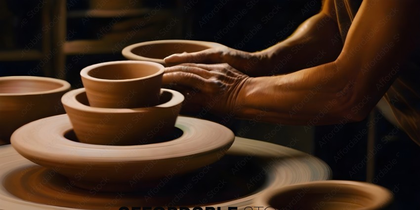 A person is making pottery