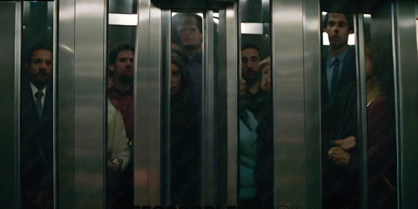 People waiting in an elevator