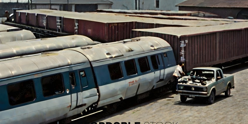 A man is standing next to a train