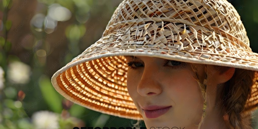 A woman wearing a straw hat