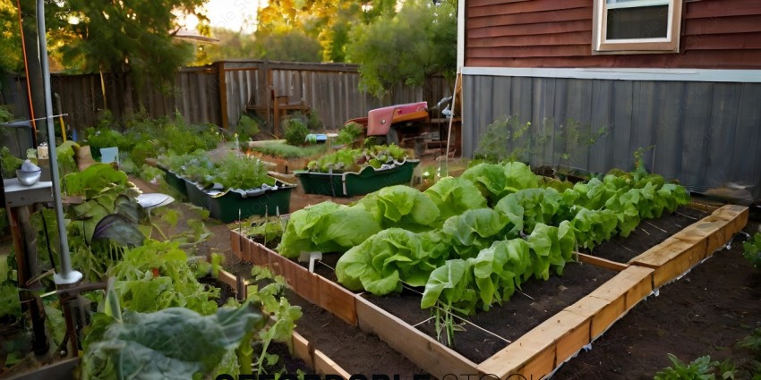 A garden with lettuce and other plants