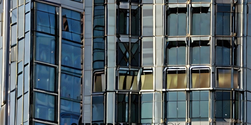 Reflection of a building in a mirrored window