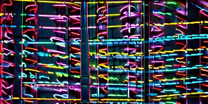 A colorful neon sign with a lot of different colors