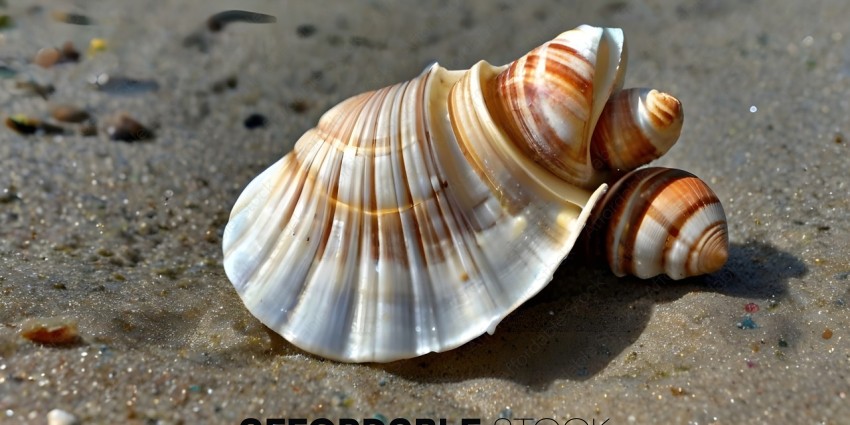 A close up of a shell on the beach