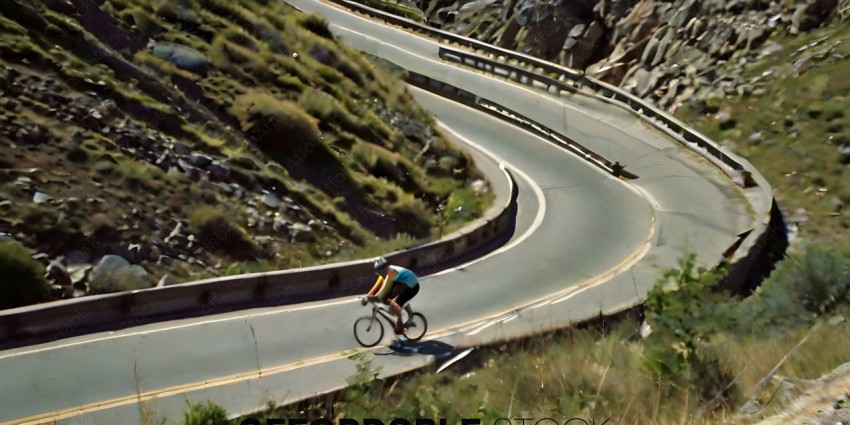 A person riding a bike on a curvy road