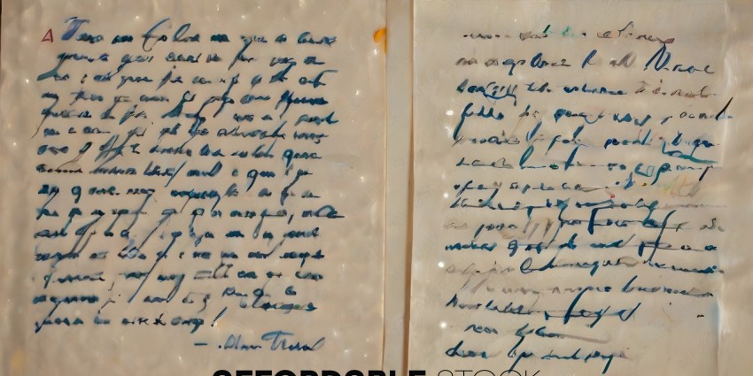 A handwritten letter with a blue ink pen