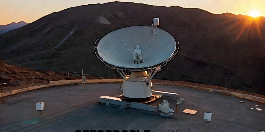 A satellite dish on a mountain