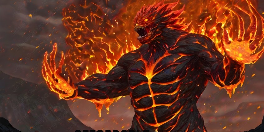 A monster with fire on its body