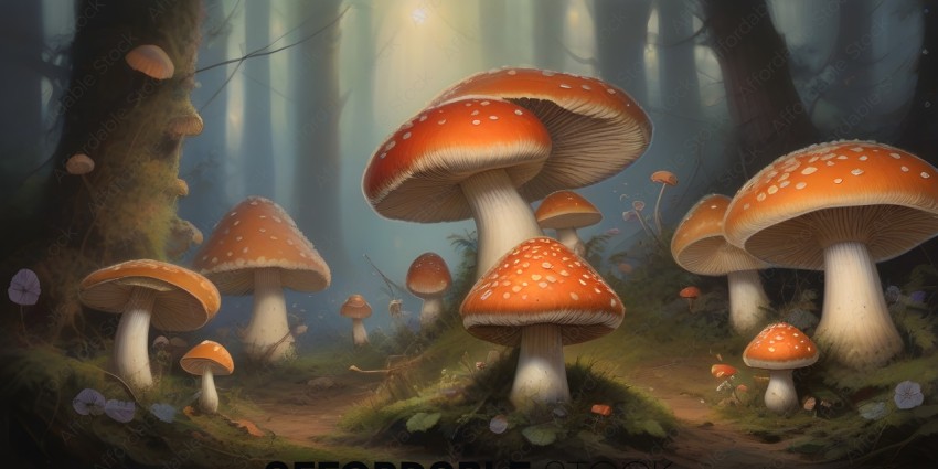 A group of mushrooms in a forest