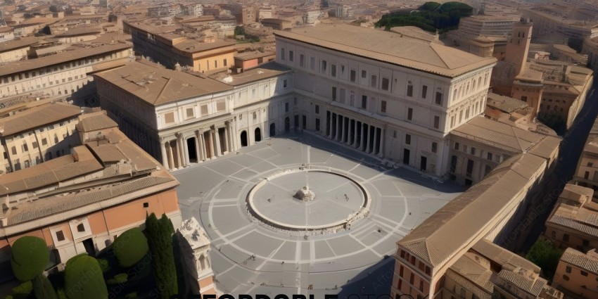 A large building with a circular courtyard in the middle