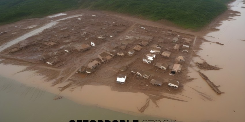 A town is covered in mud and debris