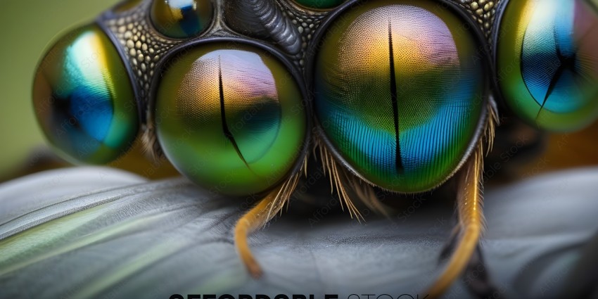 A close up of a green and blue eye of a beetle