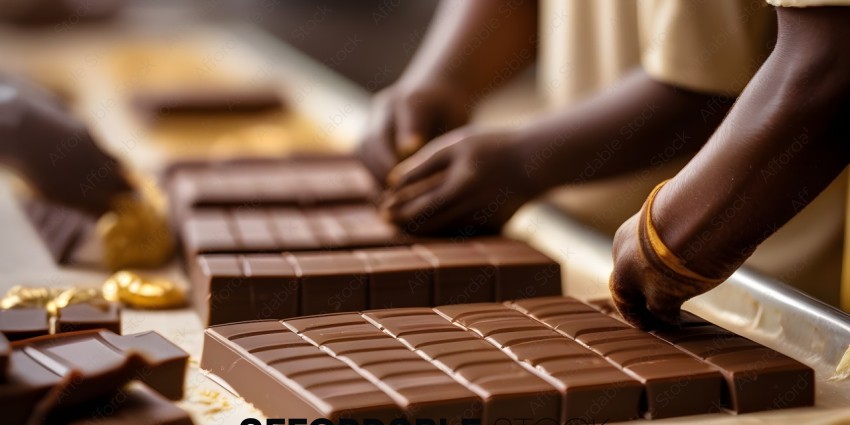 A person making chocolate bars