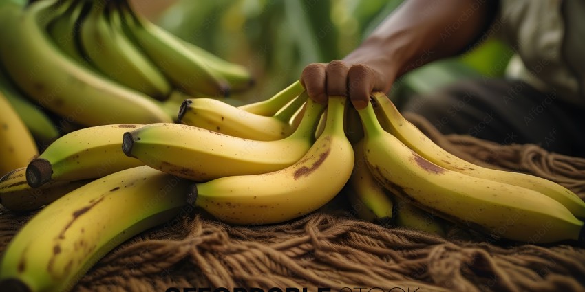 A person holding a bunch of bananas
