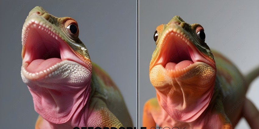 A close up of a lizard's mouth