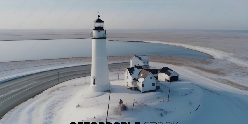 A lighthouse in the snow