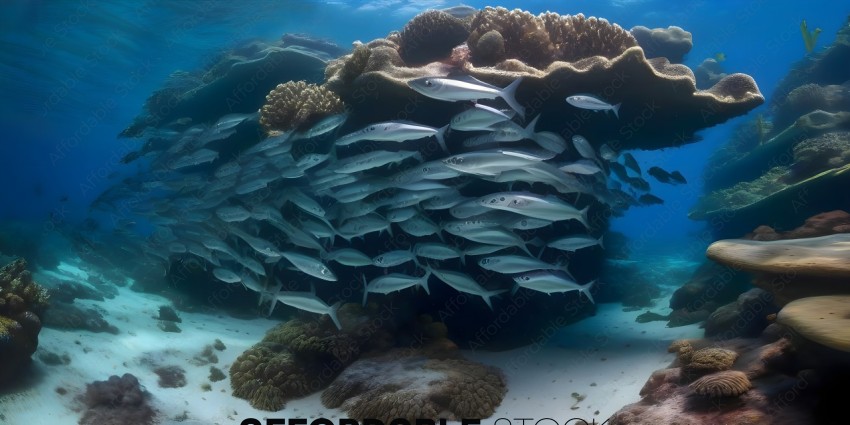 A school of fish swimming underwater