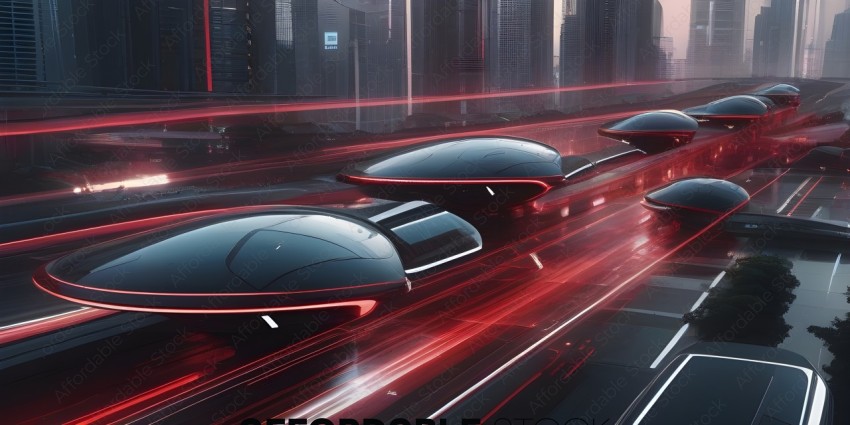 Futuristic Cars on a Roadway